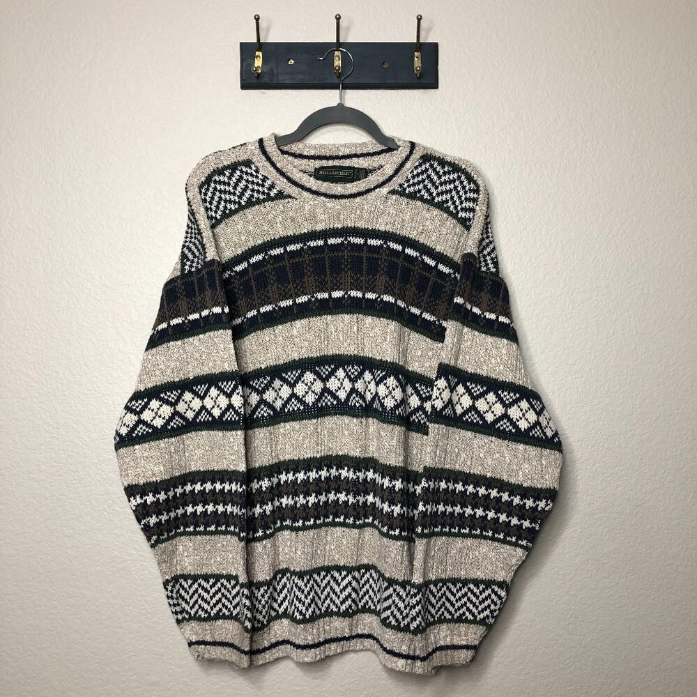 Hill & Archer Vintage Grandpa Sweater Men's S 100% Cotton Knit Holiday Oversized